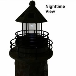 Sunnydaze Decor 35 in. Cobblestone Solar LED Garden Statue Lighthouse -Sunnydaze Decor Sales sunnydaze decor garden statues gsi 738 44 1000
