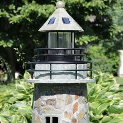Sunnydaze Decor 35 in. Cobblestone Solar LED Garden Statue Lighthouse -Sunnydaze Decor Sales sunnydaze decor garden statues gsi 738 76 1000