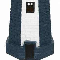 Sunnydaze Decor 36 in. Blue Vertical Stripe Solar LED Lighthouse Garden Statue -Sunnydaze Decor Sales sunnydaze decor garden statues gsi 804 44 1000