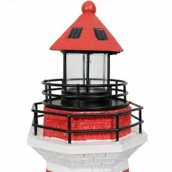Sunnydaze Decor 36 in. Red Horizontal Stripe Solar LED Garden Statue Lighthouse -Sunnydaze Decor Sales sunnydaze decor garden statues gsi 811 4f 1000