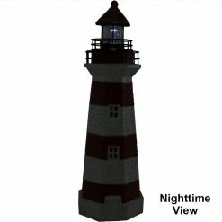 Sunnydaze Decor 36 in. Red Horizontal Stripe Solar LED Garden Statue Lighthouse -Sunnydaze Decor Sales sunnydaze decor garden statues gsi 811 c3 1000