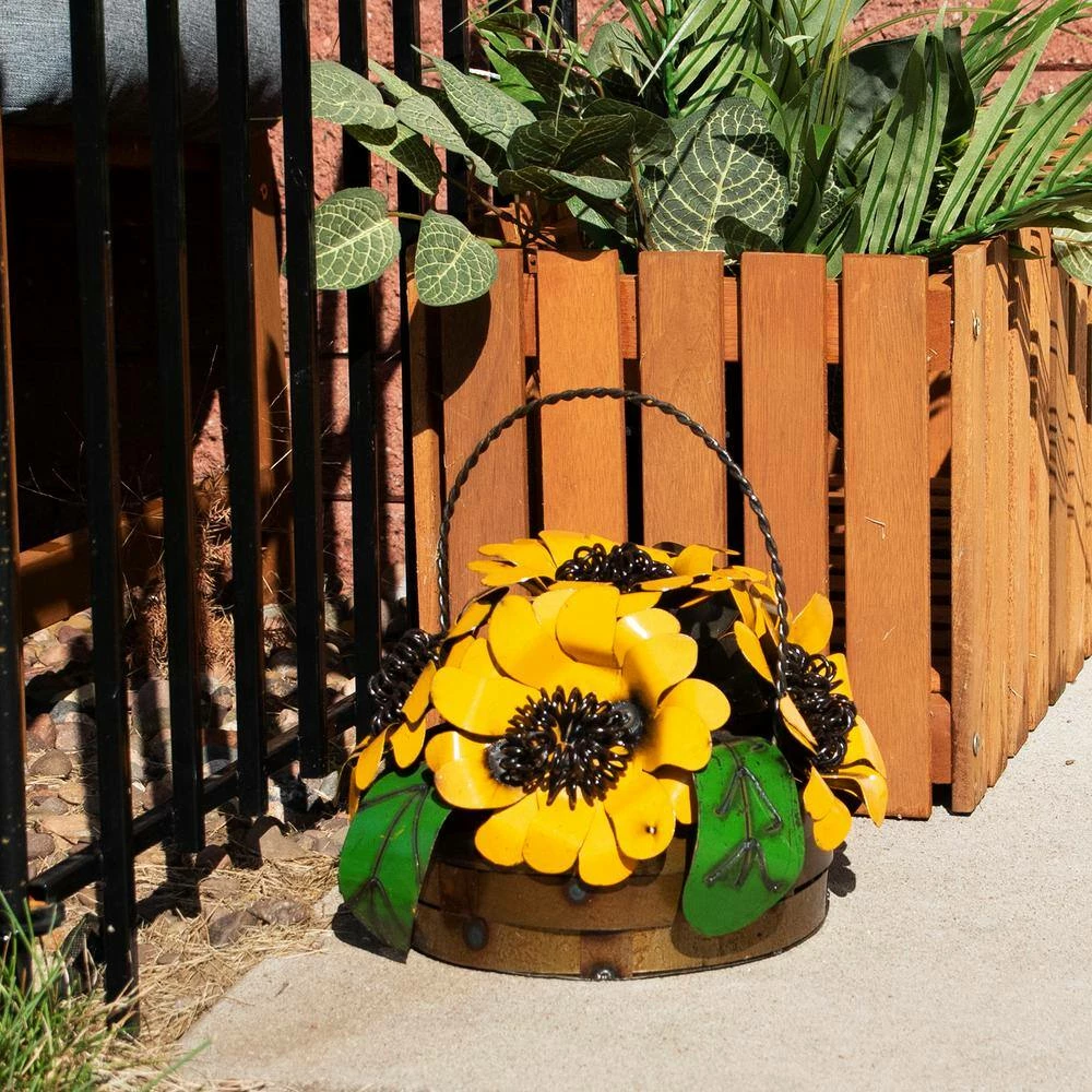 Sunnydaze Decor Sunnydaze 10-Inch Decorative Metal Garden Statue Sunflower Basket 7 Sunnydaze Decor Sunnydaze 10-Inch Decorative Metal Garden Statue Sunflower Basket - Image 7
