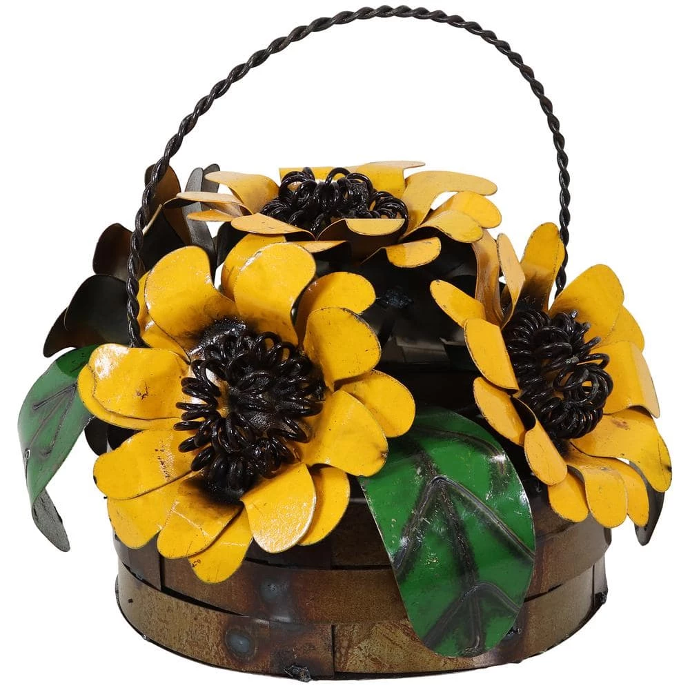 Sunnydaze Decor Sunnydaze 10-Inch Decorative Metal Garden Statue Sunflower Basket 1 Sunnydaze Decor Sunnydaze 10-Inch Decorative Metal Garden Statue Sunflower Basket