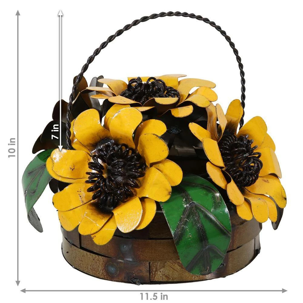 Sunnydaze Decor Sunnydaze 10-Inch Decorative Metal Garden Statue Sunflower Basket 2 Sunnydaze Decor Sunnydaze 10-Inch Decorative Metal Garden Statue Sunflower Basket - Image 2