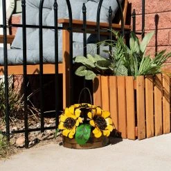 Sunnydaze Decor Sunnydaze 10-Inch Decorative Metal Garden Statue Sunflower Basket 12 Sunnydaze Decor Sunnydaze 10-Inch Decorative Metal Garden Statue Sunflower Basket -Sunnydaze Decor Sales sunnydaze decor garden statues lci 064 fa 1000