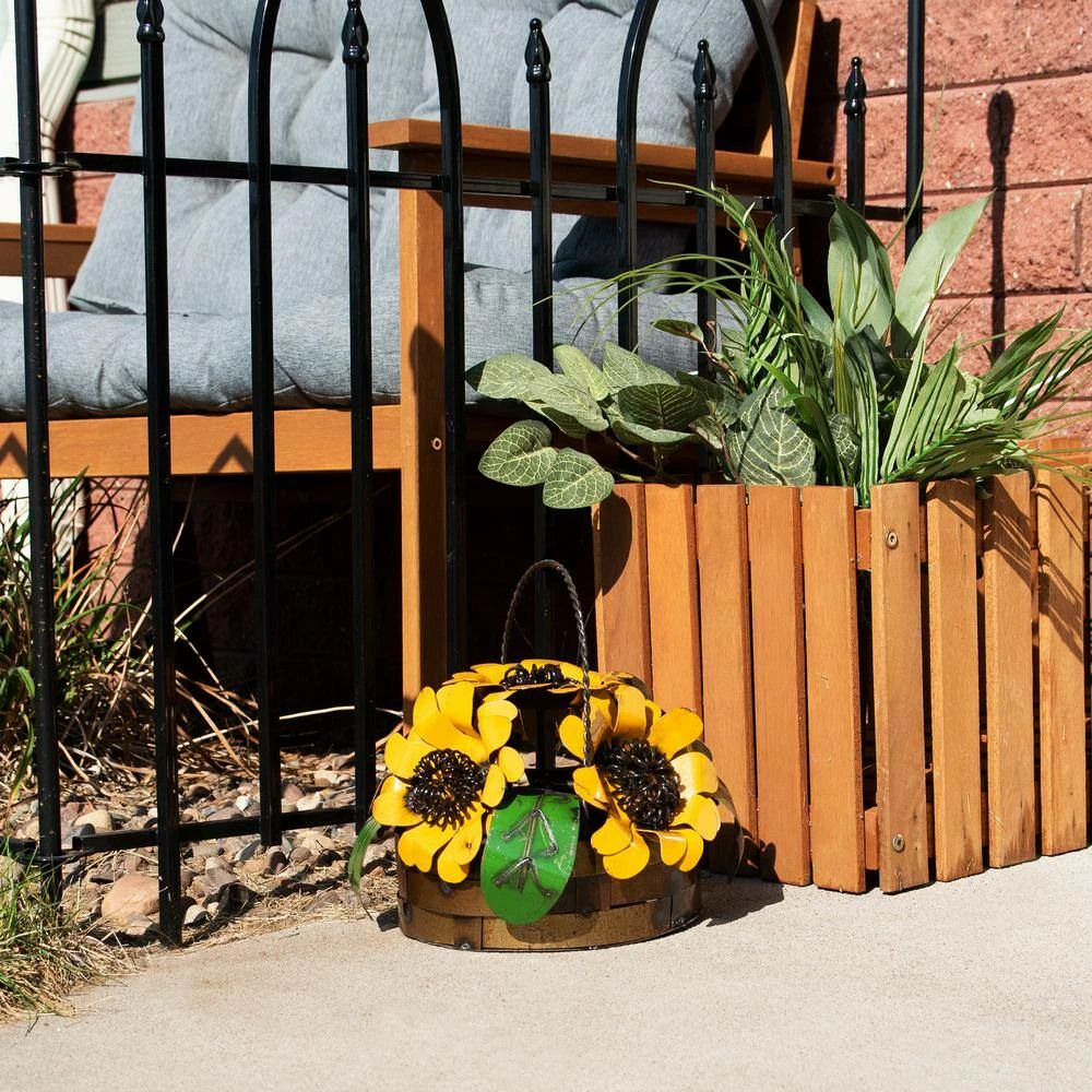 Sunnydaze Decor Sunnydaze 10-Inch Decorative Metal Garden Statue Sunflower Basket 6 Sunnydaze Decor Sunnydaze 10-Inch Decorative Metal Garden Statue Sunflower Basket - Image 6