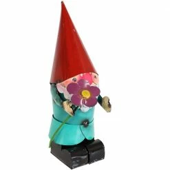 Sunnydaze Decor Sunnydaze 16 in. H Cheerful Flower Gnome Garden Statue - Red Hat