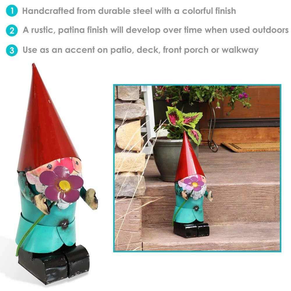 Sunnydaze Decor Sunnydaze 16 in. H Cheerful Flower Gnome Garden Statue - Red Hat 6 Sunnydaze Decor Sunnydaze 16 in. H Cheerful Flower Gnome Garden Statue - Red Hat - Image 6