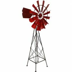 Sunnydaze Decor Sunnydaze Red Farmhouse Windmill Metal Statue