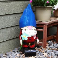 Sunnydaze Decor Sunnydaze 25 in. H Spring Flowers Garden Statue Gnome with Blue Hat -Sunnydaze Decor Sales sunnydaze decor garden statues lci 563 31 1000