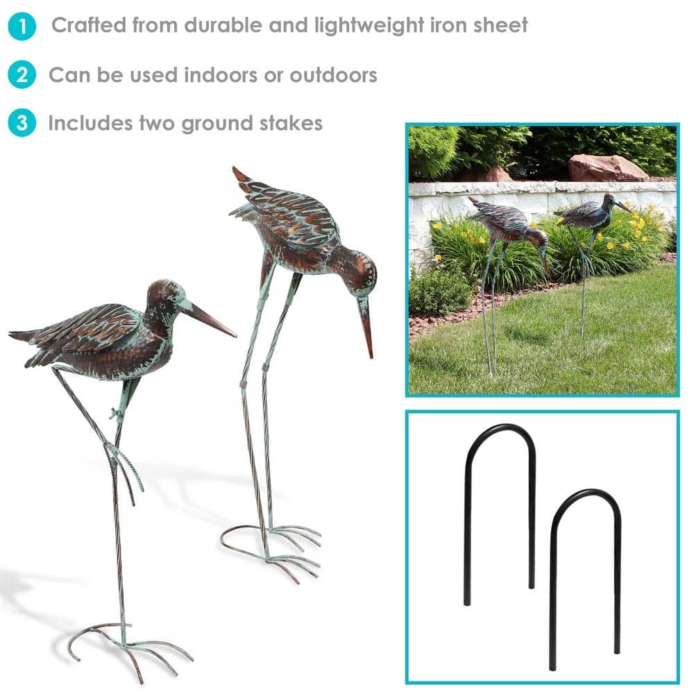 Sunnydaze Decor Patina Crane Metal Garden Statue (Set of 2) 2 Sunnydaze Decor Patina Crane Metal Garden Statue (Set of 2) - Image 2