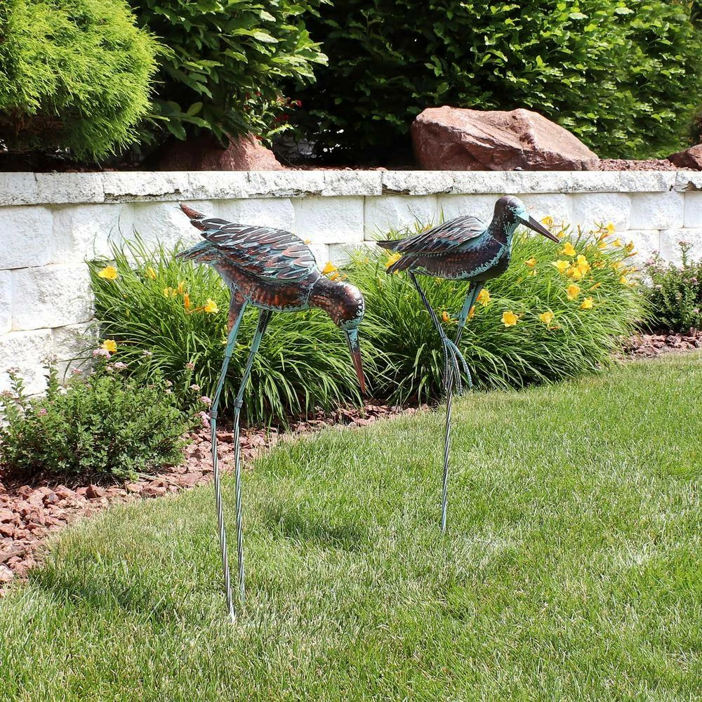 Sunnydaze Decor Patina Crane Metal Garden Statue (Set of 2) 10 Sunnydaze Decor Patina Crane Metal Garden Statue (Set of 2) - Image 10