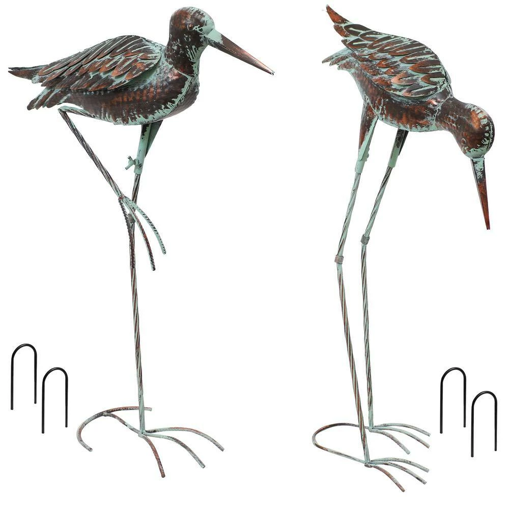 Sunnydaze Decor Patina Crane Metal Garden Statue (Set of 2) 7 Sunnydaze Decor Patina Crane Metal Garden Statue (Set of 2) - Image 7