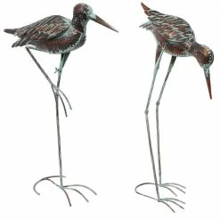Sunnydaze Decor Patina Crane Metal Garden Statue (Set of 2)