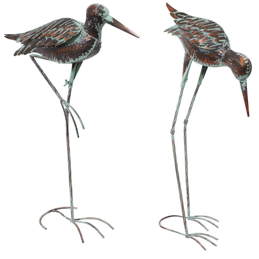 Sunnydaze Decor Patina Crane Metal Garden Statue (Set of 2) 1 Sunnydaze Decor Patina Crane Metal Garden Statue (Set of 2)