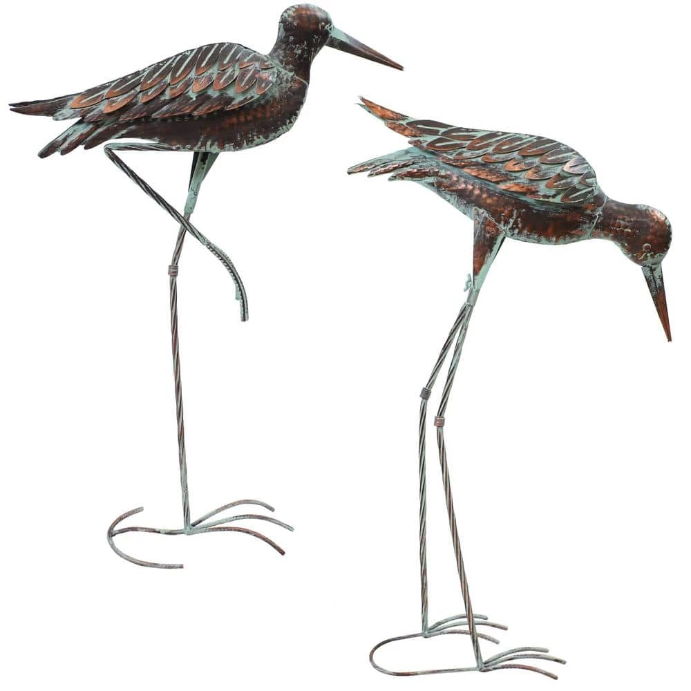Sunnydaze Decor Patina Crane Metal Garden Statue (Set of 2) 3 Sunnydaze Decor Patina Crane Metal Garden Statue (Set of 2) - Image 3