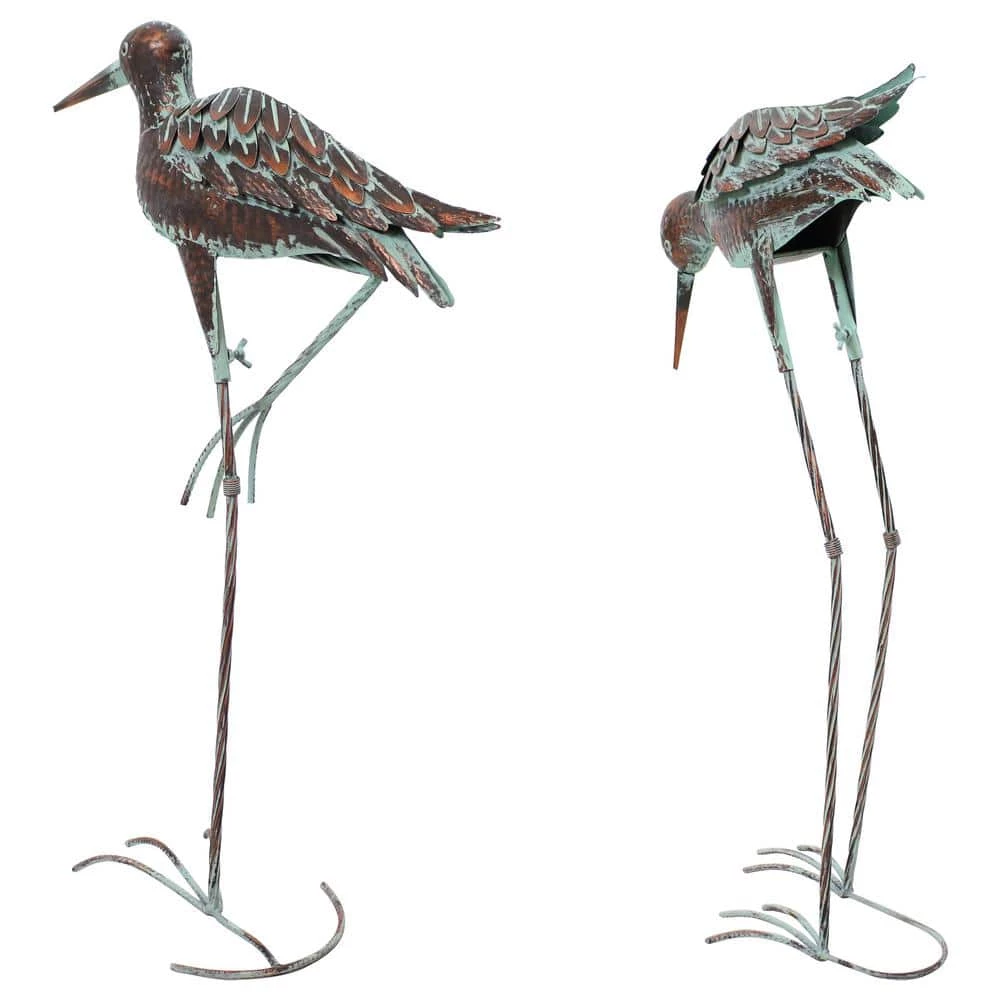Sunnydaze Decor Patina Crane Metal Garden Statue (Set of 2) 9 Sunnydaze Decor Patina Crane Metal Garden Statue (Set of 2) - Image 9