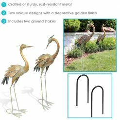 Sunnydaze Decor Golden Crane Metal Garden Statue (Set of 2) -Sunnydaze Decor Sales sunnydaze decor garden statues xca 122 66 1000