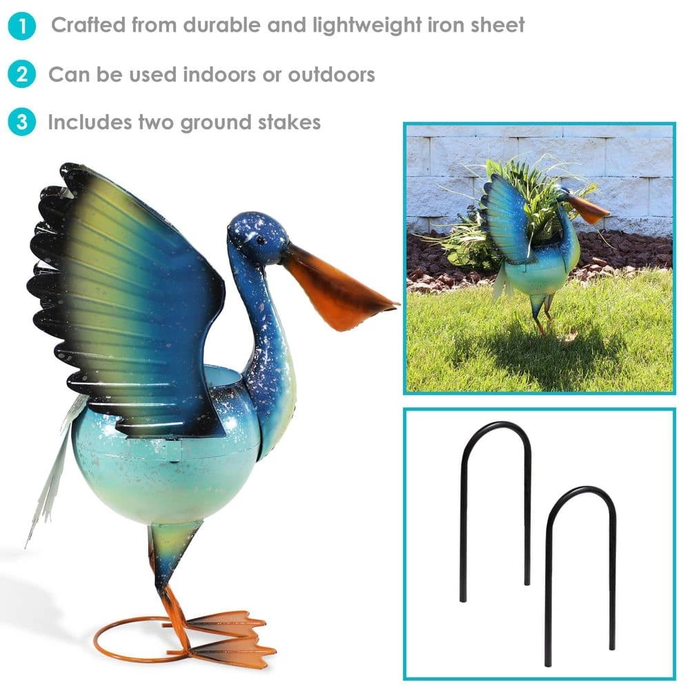 Sunnydaze Decor Pierre the Flying Pelican Metal Statue 2 Sunnydaze Decor Pierre the Flying Pelican Metal Statue - Image 2