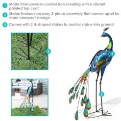 Sunnydaze Decor Peacock Metal Outdoor Garden Statue (Set of 2) -Sunnydaze Decor Sales sunnydaze decor garden statues xca 383 2pk 4f 1000