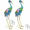 Sunnydaze Decor Crane Metal Outdoor Garden Statue (Set of 2)