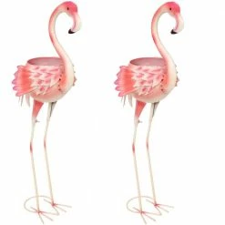Sunnydaze Decor Flamingo Metal Outdoor Garden Statue (Set of 2)