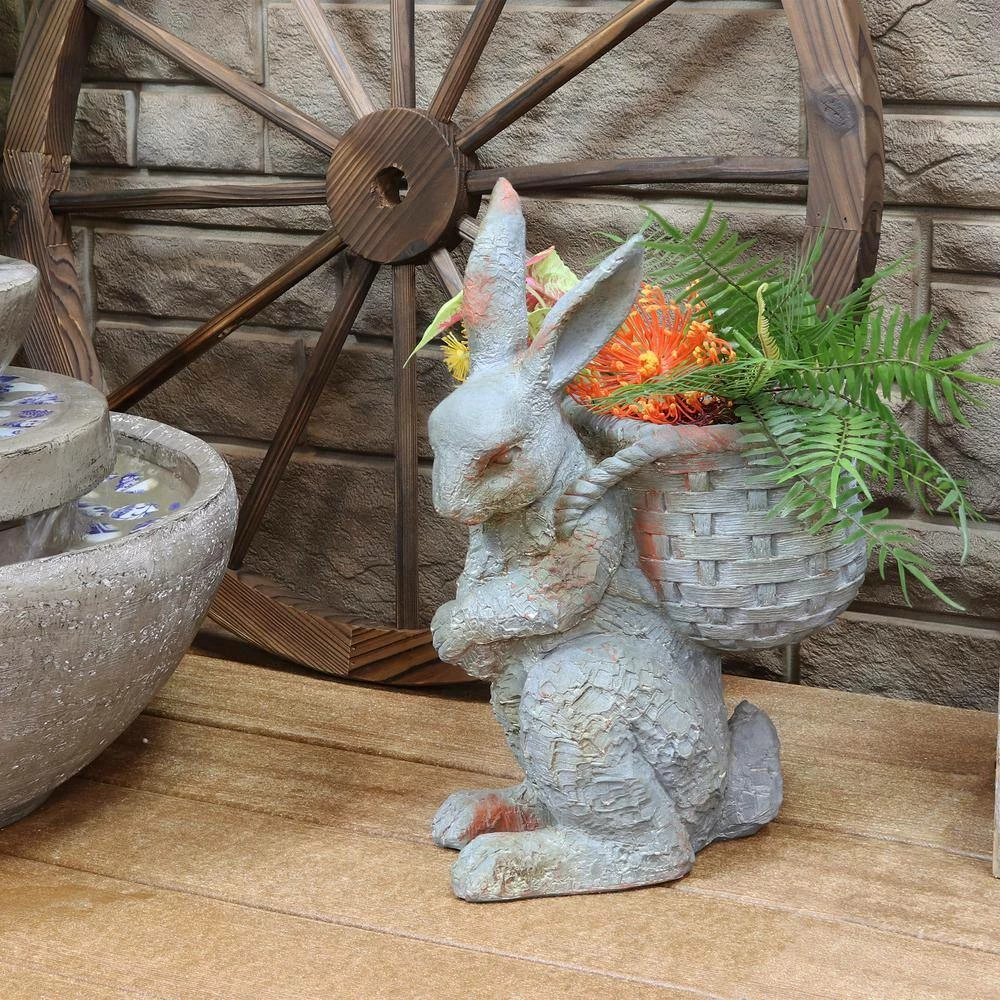 Sunnydaze Decor 17 in. Roman the Carrot Collector Rabbit Garden Statue 9 Sunnydaze Decor 17 in. Roman the Carrot Collector Rabbit Garden Statue - Image 9