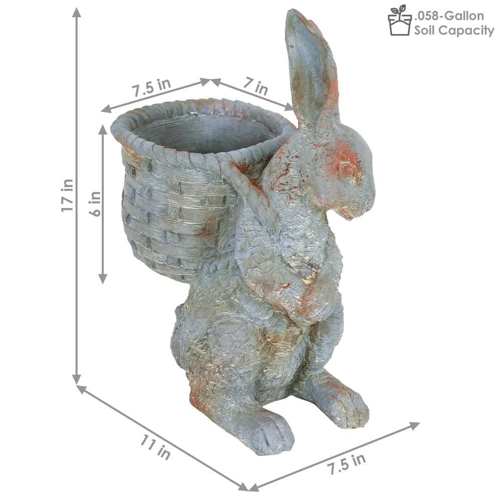 Sunnydaze Decor 17 in. Roman the Carrot Collector Rabbit Garden Statue 2 Sunnydaze Decor 17 in. Roman the Carrot Collector Rabbit Garden Statue - Image 2