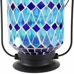 Sunnydaze Decor Sunnydaze 8.50 in. Cool Blue Mosaic Glass Solar LED Lantern -Sunnydaze Decor Sales sunnydaze decor garden statues zib 507 4f 1000