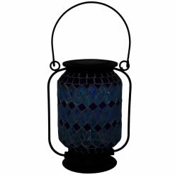 Sunnydaze Decor Sunnydaze 8.50 in. Cool Blue Mosaic Glass Solar LED Lantern -Sunnydaze Decor Sales sunnydaze decor garden statues zib 507 fa 1000