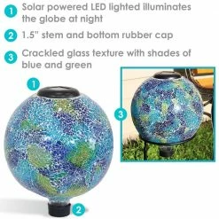 Sunnydaze Decor 10 in. Azul Terra Glass Gazing Ball Globe - LED Solar Light (Set of 2) -Sunnydaze Decor Sales sunnydaze decor gazing balls zib 501 2pk 1f 1000