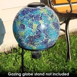 Sunnydaze Decor 10 in. Azul Terra Glass Gazing Ball Globe - LED Solar Light (Set of 2) -Sunnydaze Decor Sales sunnydaze decor gazing balls zib 501 2pk c3 1000
