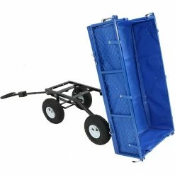 Sunnydaze Decor Heavy-Duty Steel Dumping Utility Garden Cart with Folding Sides and Poly Liner Set - Blue -Sunnydaze Decor Sales sunnydaze decor planter caddies lw duc combo bl 1f 1000