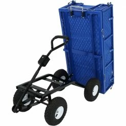 Sunnydaze Decor Heavy-Duty Steel Dumping Utility Garden Cart with Folding Sides and Poly Liner Set - Blue -Sunnydaze Decor Sales sunnydaze decor planter caddies lw duc combo bl 4f 1000