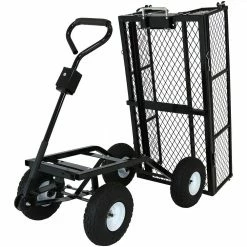Sunnydaze Decor Black Steel Heavy-Duty Utility Cart with Folding Sides -Sunnydaze Decor Sales sunnydaze decor planter caddies lw duc859 bk 4f 1000