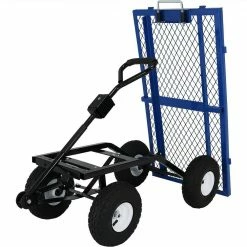 Sunnydaze Decor Blue Steel Heavy-Duty Utility Cart with Folding Sides -Sunnydaze Decor Sales sunnydaze decor planter caddies lw duc866 bl 1f 1000