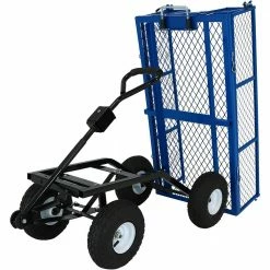 Sunnydaze Decor Blue Steel Heavy-Duty Utility Cart with Folding Sides -Sunnydaze Decor Sales sunnydaze decor planter caddies lw duc866 bl 4f 1000