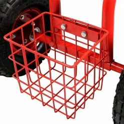 Sunnydaze Decor Red Steel Rolling Garden Cart with Extendable Steering Handle, Swivel Seat and Basket -Sunnydaze Decor Sales sunnydaze decor planter caddies qh esrc004 rd 4f 1000