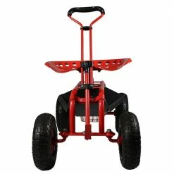 Sunnydaze Decor Red Steel Rolling Garden Cart with Extendable Steering Handle, Swivel Seat and Basket -Sunnydaze Decor Sales sunnydaze decor planter caddies qh esrc004 rd fa 1000
