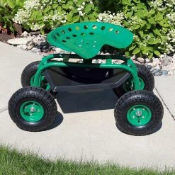 Sunnydaze Decor Green Steel Rolling Garden Cart with 360-Degree Swivel Seat and Tray 17 Sunnydaze Decor Green Steel Rolling Garden Cart with 360-Degree Swivel Seat and Tray -Sunnydaze Decor Sales sunnydaze decor planter caddies qh rc960 gn 31 1000