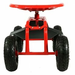 Sunnydaze Decor Red Steel Rolling Garden Cart with 360-Degree Swivel Seat and Tray -Sunnydaze Decor Sales sunnydaze decor planter caddies qh rc977 rd 76 1000