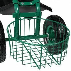 Sunnydaze Decor Green Steel Rolling Garden Cart with Steering Handle, Seat and Tray 12 Sunnydaze Decor Green Steel Rolling Garden Cart with Steering Handle, Seat and Tray -Sunnydaze Decor Sales sunnydaze decor planter caddies qh rcp028 gn 4f 1000