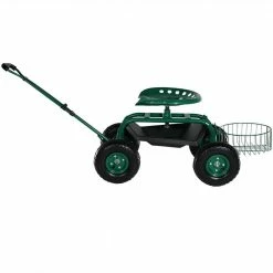 Sunnydaze Decor Green Steel Rolling Garden Cart with Steering Handle, Seat and Tray 15 Sunnydaze Decor Green Steel Rolling Garden Cart with Steering Handle, Seat and Tray -Sunnydaze Decor Sales sunnydaze decor planter caddies qh rcp028 gn fa 1000