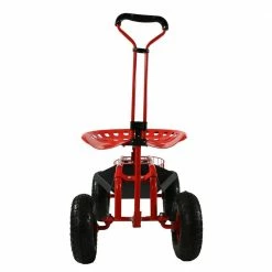 Sunnydaze Decor Red Steel Rolling Garden Cart with Steering Handle, Seat and Tray -Sunnydaze Decor Sales sunnydaze decor planter caddies qh rcp035 rd 44 1000
