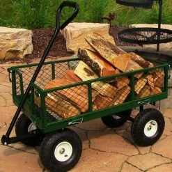 Sunnydaze Decor Green Heavy-Duty Steel Collapsible Log Cart -Sunnydaze Decor Sales sunnydaze decor planter caddies qh slc909 gn 31 1000