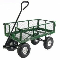 Sunnydaze Decor Green Heavy-Duty Steel Collapsible Log Cart