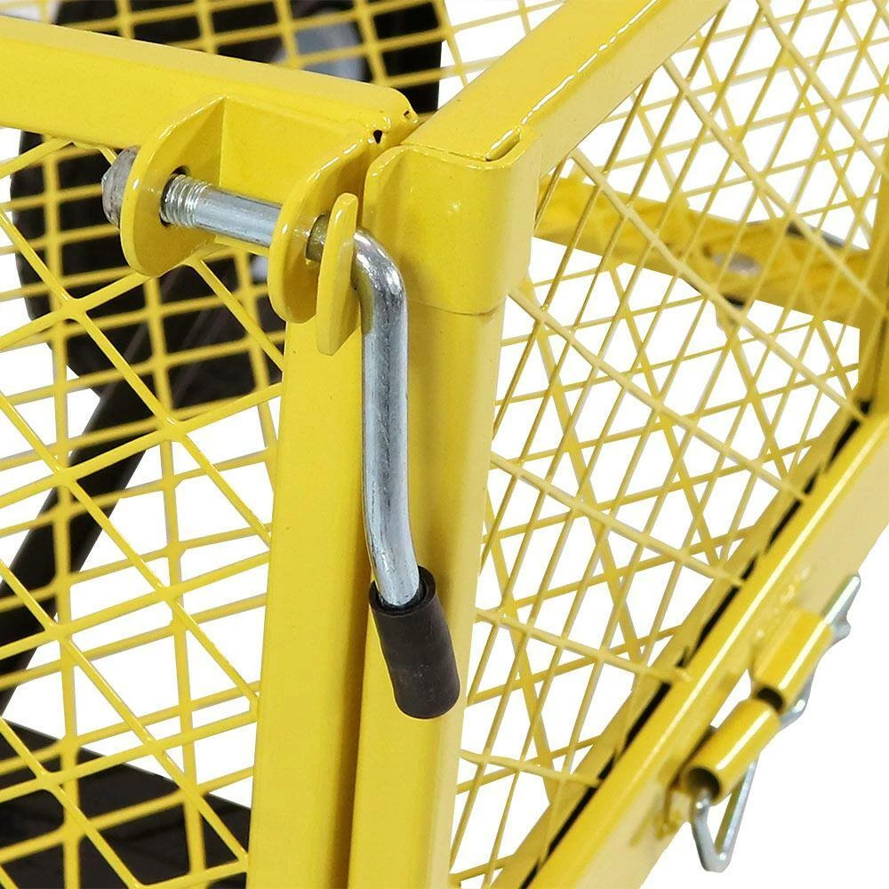 Sunnydaze Decor Yellow Steel Utility Cart with Removable Folding Sides 6 Sunnydaze Decor Yellow Steel Utility Cart with Removable Folding Sides - Image 6