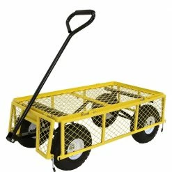 Sunnydaze Decor Yellow Steel Utility Cart with Removable Folding Sides 12 Sunnydaze Decor Yellow Steel Utility Cart with Removable Folding Sides -Sunnydaze Decor Sales sunnydaze decor planter caddies qh uc995 yw 4f 1000