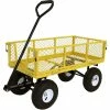 Sunnydaze Decor Yellow Steel Utility Cart with Removable Folding Sides