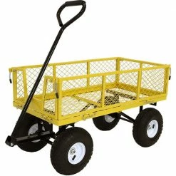 Sunnydaze Decor Yellow Steel Utility Cart with Removable Folding Sides